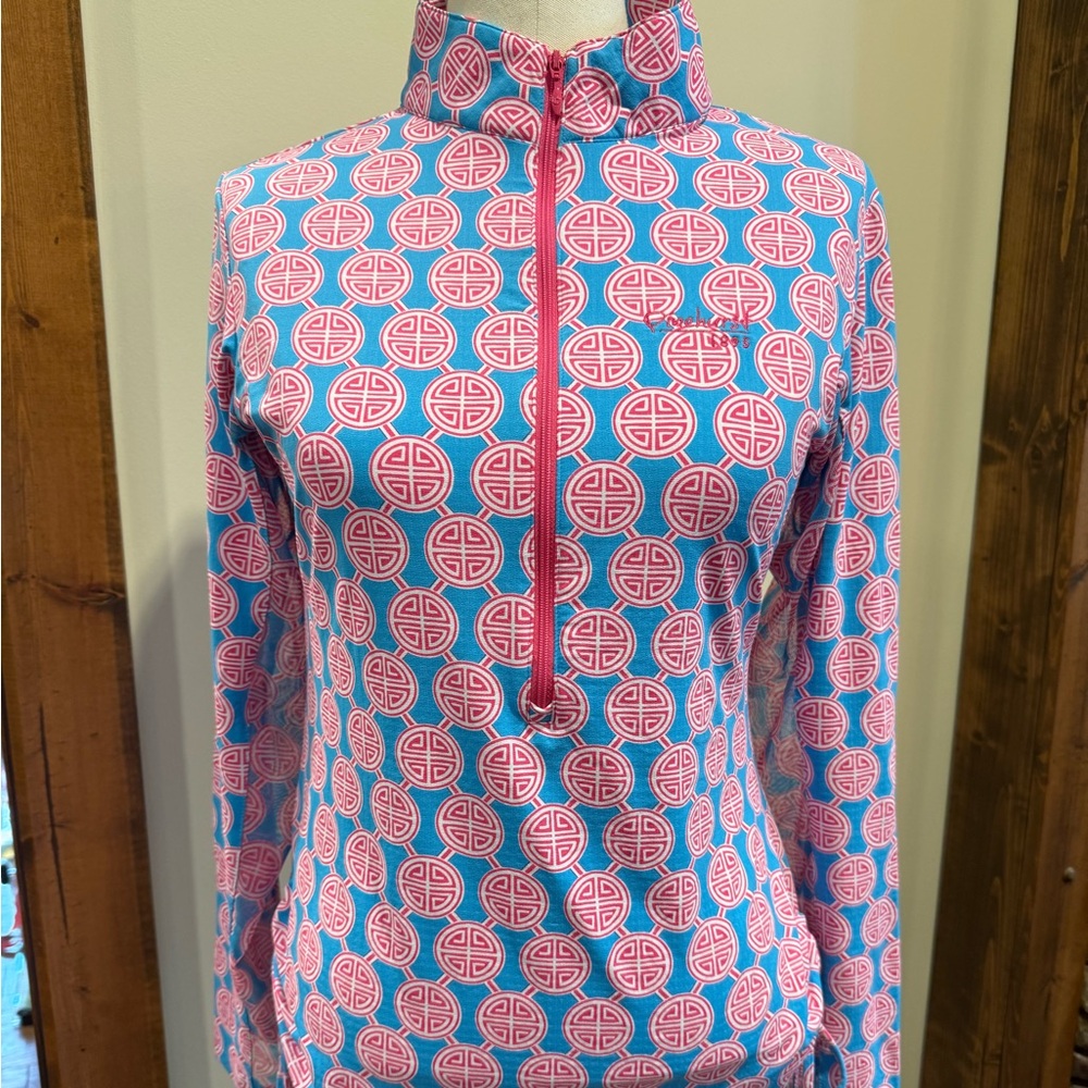 IBKUL Vibrant Pink and Blue Patterned Long Sleeve Top